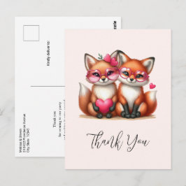Postal Zorros Naranjas Adorables Enamorados Gracias