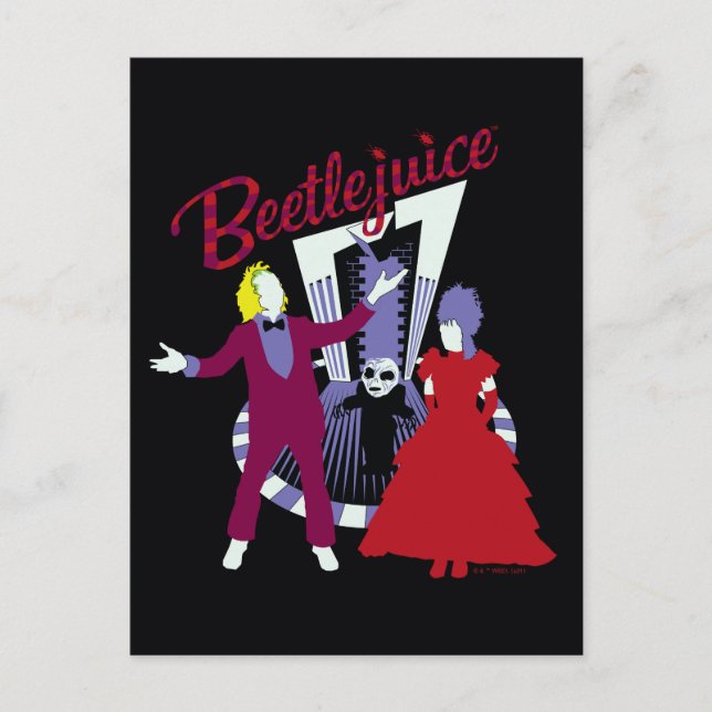Postal Zumo de remolacha | Beetlejuice & Lydia Boda (Anverso)