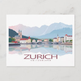 Postal Zurich Suiza Lago Zurich Pastel Viaje
