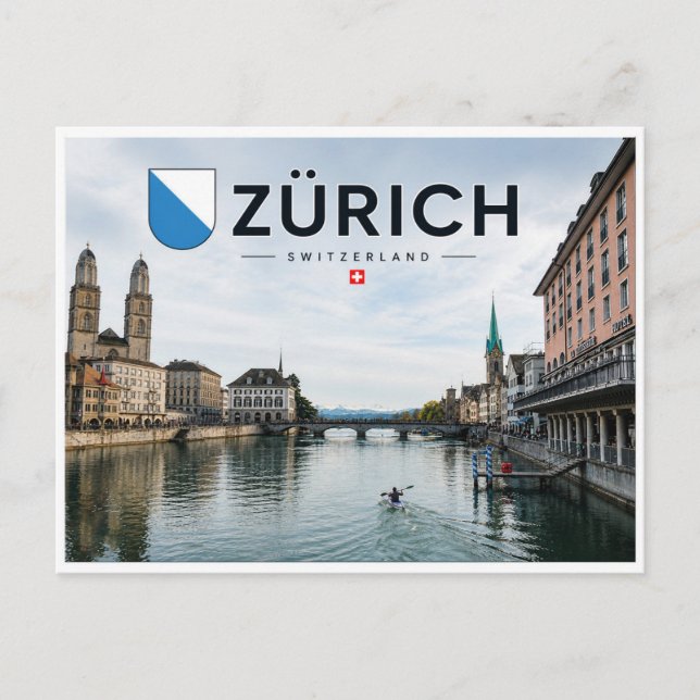 Postal Zurich - Suiza - Río Limmat (Anverso)