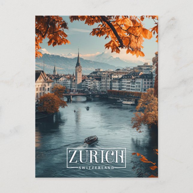 Postal Zúrich, Suiza: Un viaje vintage (Anverso)