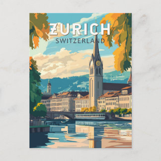 Postal Zurich Suiza Viaje al arte Vintage