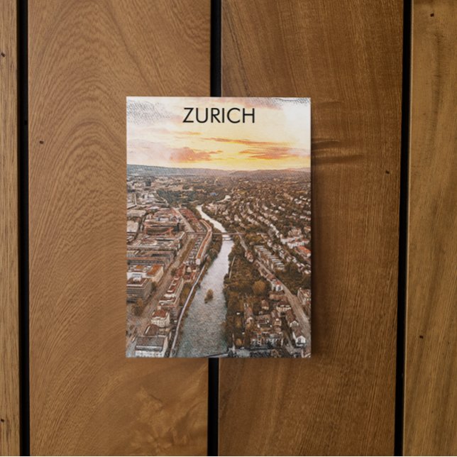 Postal Zúrich, Suiza Vista de la ciudad de Europa (zürich switzerland city view sunset travel postcard)