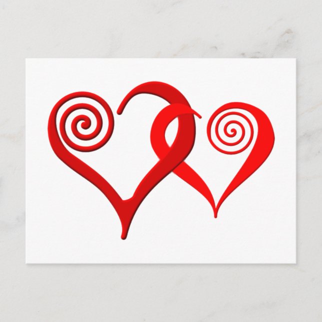 Postal zwei Herzen verflochten dos corazones entrelazados (Anverso)