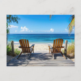 Postal Zwei Strandstühle auf Holzsteg am Meer