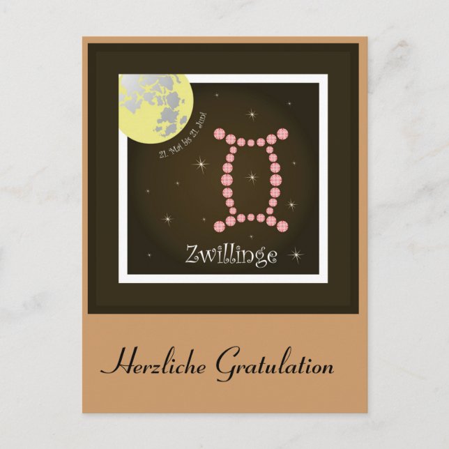 Postal Zwillinge 21. Mai bis 21. Juni Postkarte (Anverso)