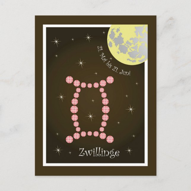 Postal Zwillinge 21. Mai bis 21. Juni Postkarte (Anverso)