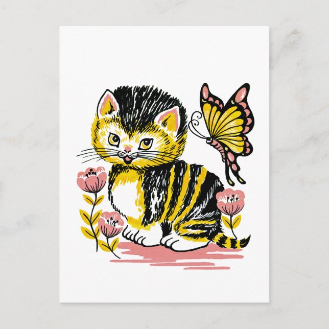 Postales Adorables para gatitos y mariposa (Anverso)