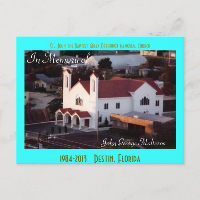 Postales aéreas de la iglesia griega Destin St. Jo (Anverso)