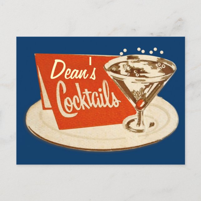 Postales antiguas - Cócteles de vidrio Martini (Anverso)
