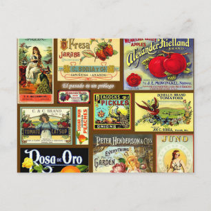 Postales antiguas con etiqueta de fruta