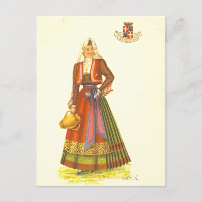 Postales antiguas de una joven de Cerdeña (Anverso)
