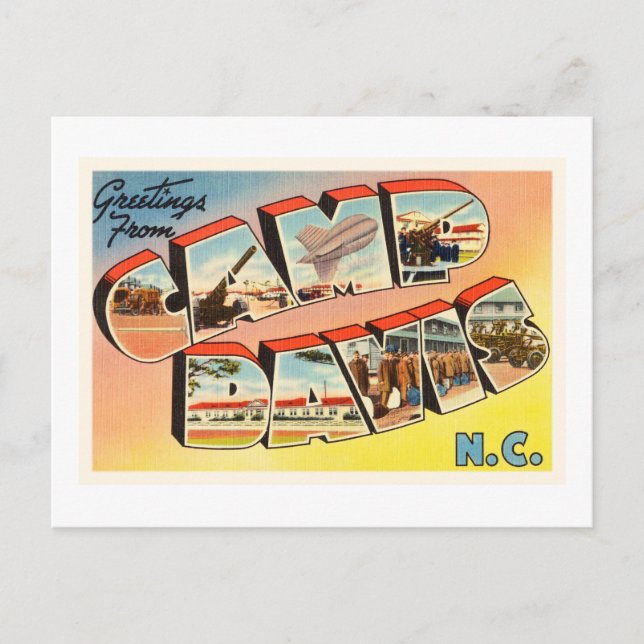 Postales antiguas de vintage de Camp Davis Carolin (Anverso)