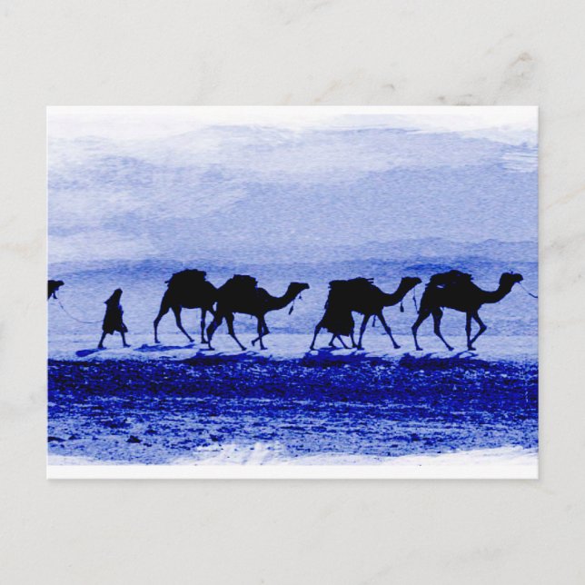 Postales azules de la Caravana de camello del desi (Anverso)