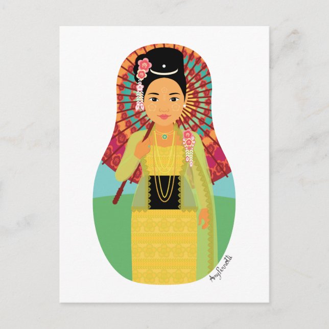 Postales birmanas y birmanas de Matryoshka (Anverso)