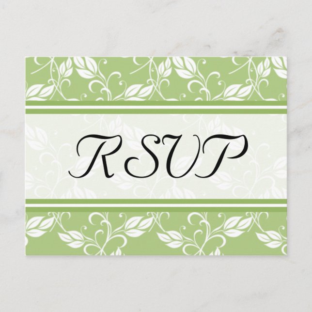 Postales Bodas de Green Regency Floral RSVP (Anverso)