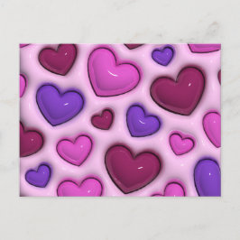 Postales Cardíacas Con Corazones Glossy 3D