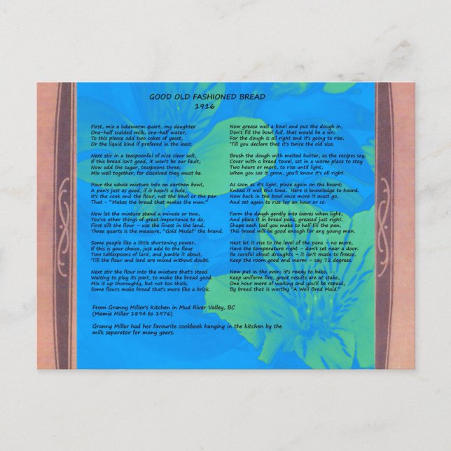 Postales caseras de receta de pan de 1916 (Anverso)