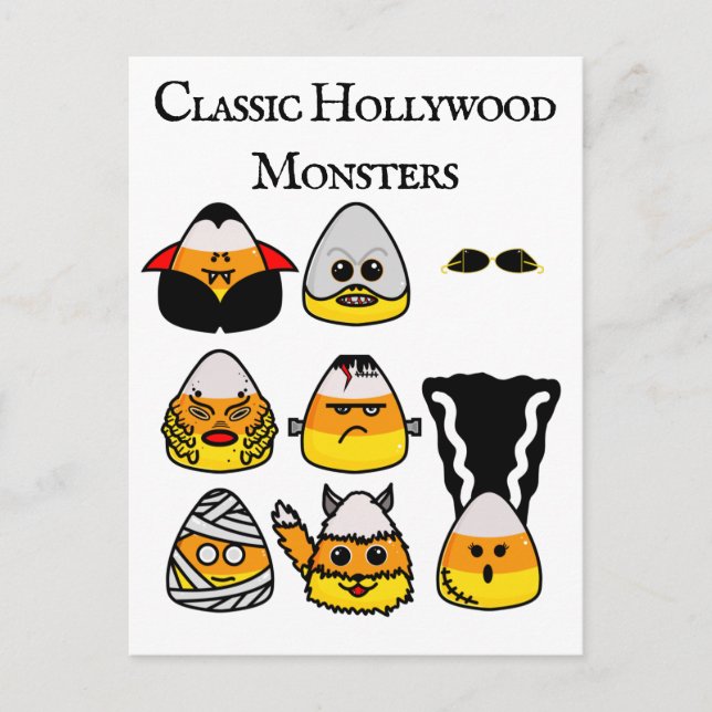 Postales clásicas de Hollywood Monsters Candy Corn (Anverso)