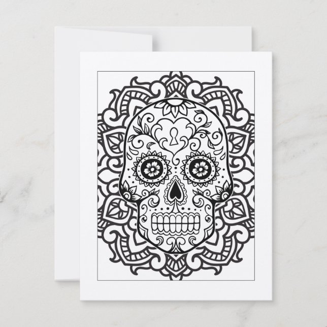 Postales color-In de Sugar Skull Halloween (Anverso)