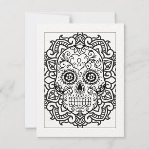 Postales color-In de Sugar Skull Halloween