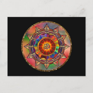 Postales coloridas de sol simbólico Mandala