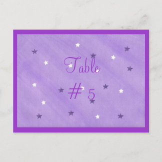 Postales con número de tabla de estrellas moradas 