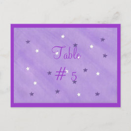 Postales con número de tabla de estrellas moradas 