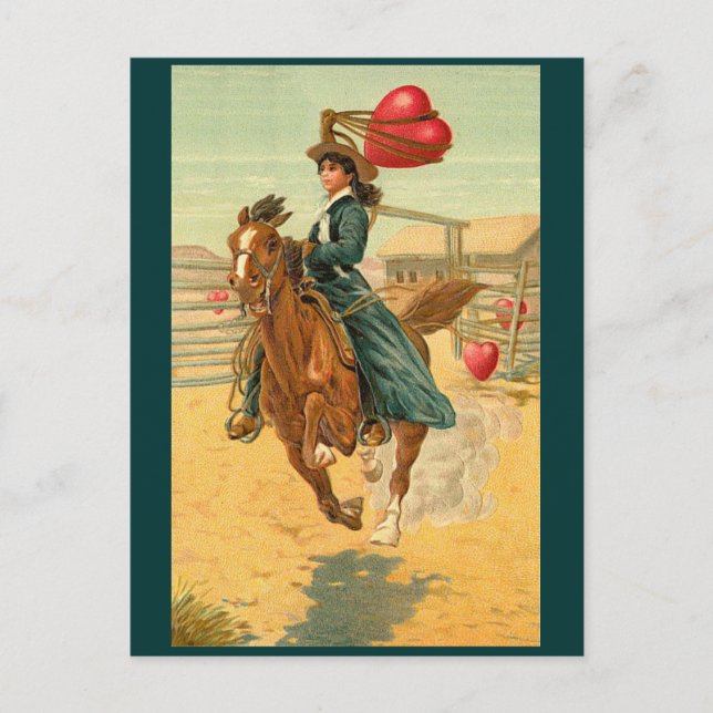 Postales - Corazón de lasso de caballo de vaquera  (Anverso)