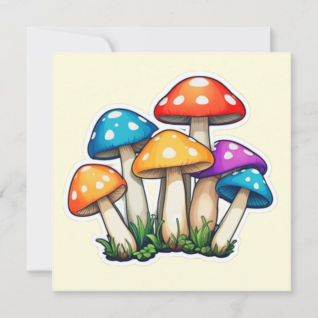 Postales cuadradas de Ilustracion hongo (Anverso)