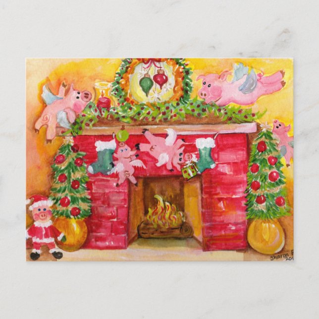 Postales de 2010 para Navidades que decoran cerdos (Anverso)
