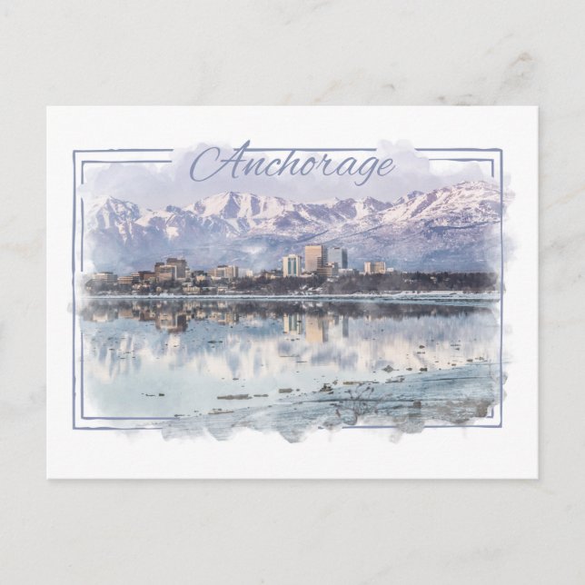 Postales de acuarela de Anchorage Alaskan (Anverso)