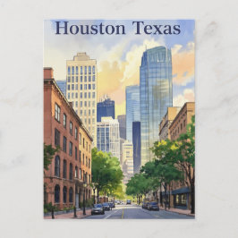 Postales de acuarela de Houston Texas