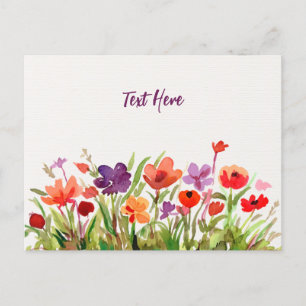 Postales de acuarela de jardín de flores