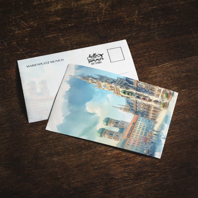 Postales de acuarela de Marienplatz Munich Alemani (Subido por el creador)