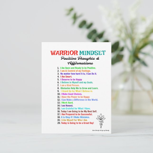 Postales de Afirmaciones Positivas para Warrior Mi (Anverso de pie)