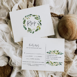 Postales de Alabaster Floral RSVP con elección de