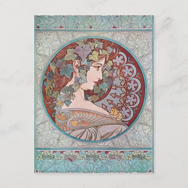 Postales de Alphonse Mucha Ivy Art Nouveau (Anverso)