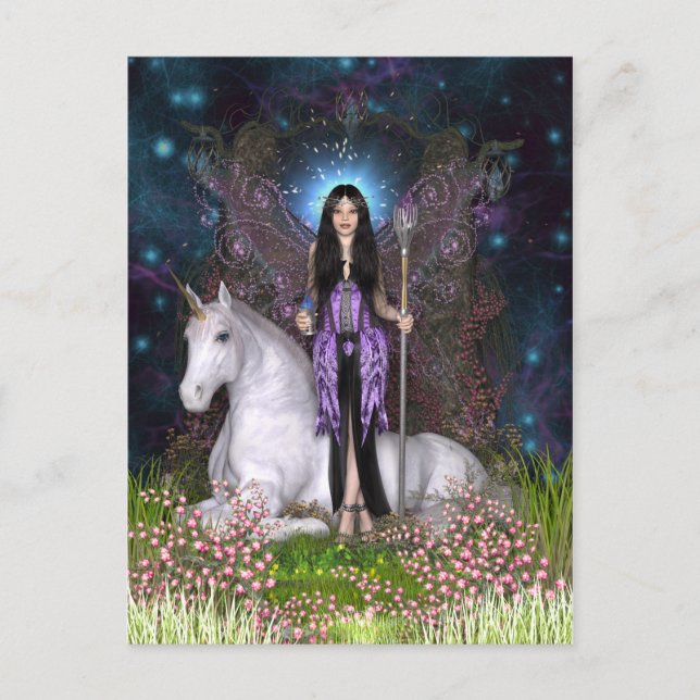 Postales de Amethyst Fairy y Unicorn (Anverso)