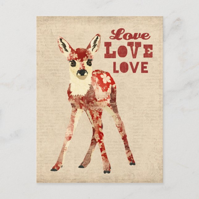 Postales de amor Fawn Floral (Anverso)