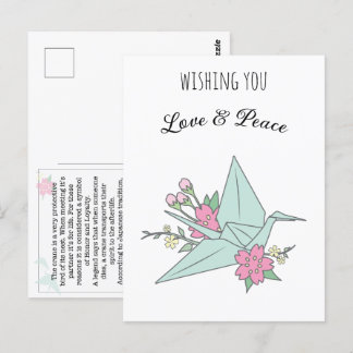 Postales de "amor y paz" de Origami Crane