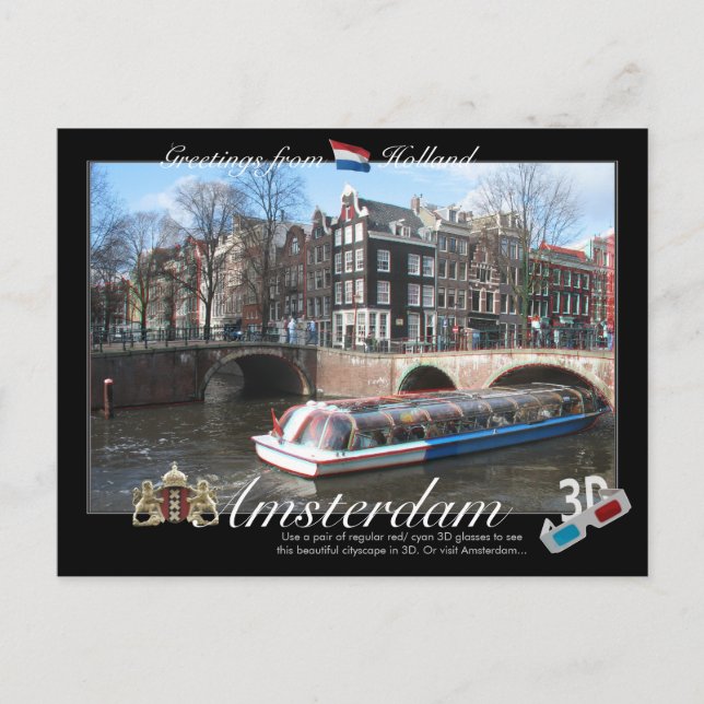 Postales de Anaglyph 3D de Amsterdam Holland (Anverso)