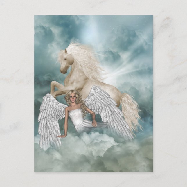 Postales de Ángel de belleza mágica de Unicornio (Anverso)
