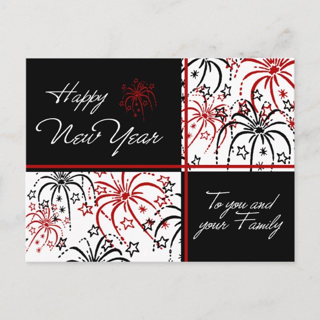 Postales de Año Nuevo feliz para fuegos artificial (Anverso)