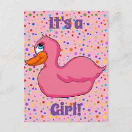 Postales de anuncio de bebé con Pato Rosa