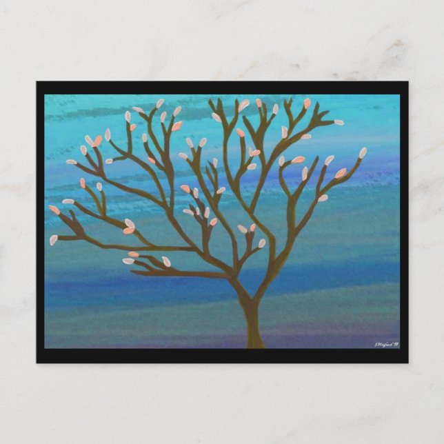 Postales de árbol de flores rosadas (Anverso)