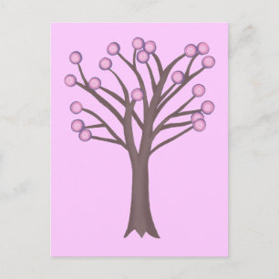 Postales de árbol de puntos de polka rosado estrat