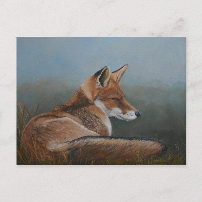 Postales de arte animal bajo de Red Fox (Anverso)