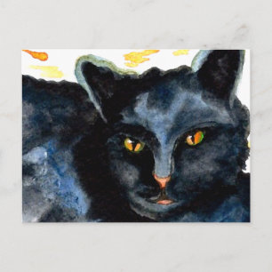 Postales de arte de gato negro de Halloween Midnig