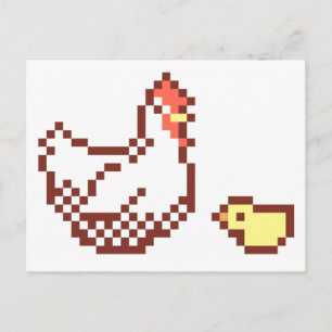 Postales De Arte De Hen Y Chick Pixel